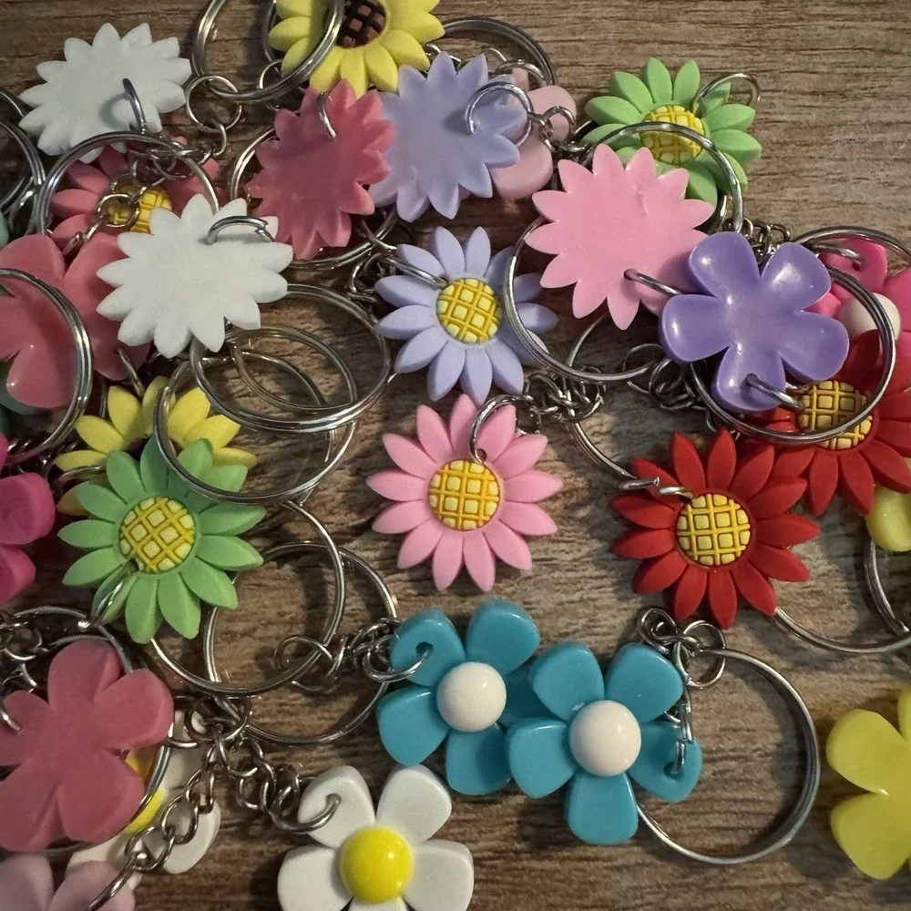 25 Pcs Flower Party Favors Different Style Floral Keychains All Colors‎ Birthday
